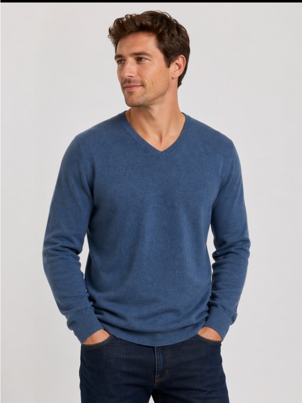 ALFANI. NWT. Dark‎ Sky Heather Blue Sweater. V-Neck. M.